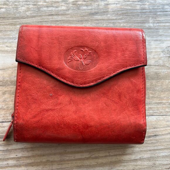 Buxton Wallet Fold Red Leather Genuine Vintage 90s Y2K - Picture 1 of 8